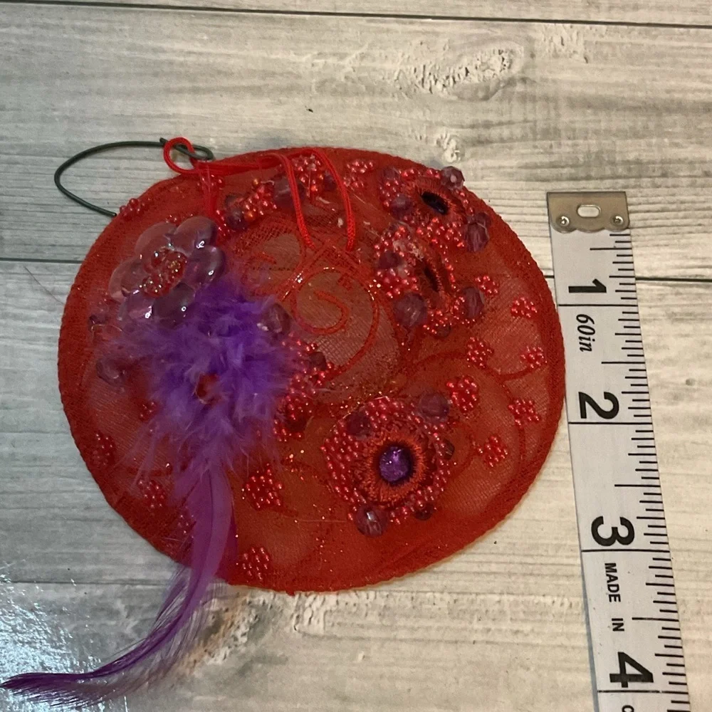 Avon Red and Purple Decorative Ornament Red Hat Ladies Society beaded